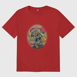 Футболка оверсайз мужская Очки на черепе, цвет: красный