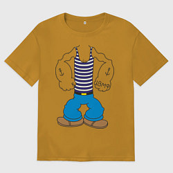 Футболка оверсайз мужская Тело морячка, цвет: горчичный
