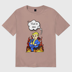 Футболка оверсайз мужская Vault boy in the fire, цвет: пыльно-розовый