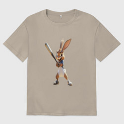 Футболка оверсайз мужская Ушастый и бита, цвет: миндальный