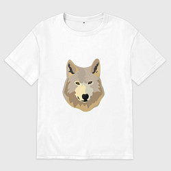 Футболка оверсайз мужская Белый волк, цвет: белый