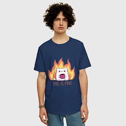 Футболка оверсайз мужская Котик в порядке, цвет: тёмно-синий — фото 2