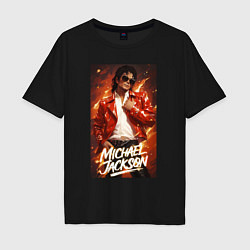 Футболка оверсайз мужская Michael Jackson in the red jacket, цвет: черный
