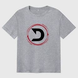 Футболка оверсайз мужская Символ Deadlock и красная краска вокруг, цвет: меланж