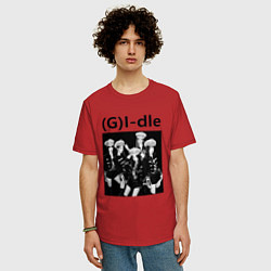 Футболка оверсайз мужская G I-dle группа в стиле империи, цвет: красный — фото 2