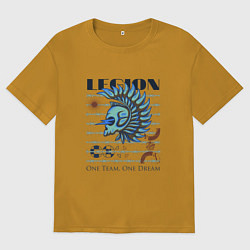 Футболка оверсайз мужская Череп в легионерском шлеме, цвет: горчичный