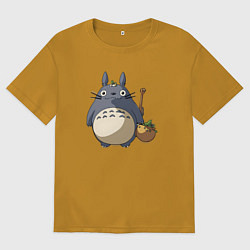 Футболка оверсайз мужская Смешной тоторо, цвет: горчичный