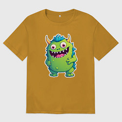 Футболка оверсайз мужская Зеленый монстрик, цвет: горчичный