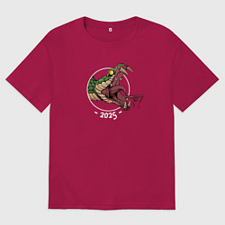 Футболка оверсайз мужская Зелёная змея символ 2025 года, цвет: маджента