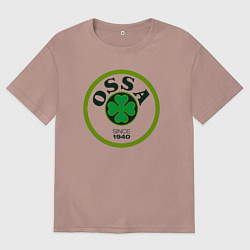 Футболка оверсайз мужская Четырёхлистник удачи, цвет: пыльно-розовый