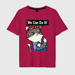 Мужская футболка оверсайз We can do it - cat