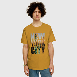 Футболка оверсайз мужская New York city big room, цвет: горчичный — фото 2