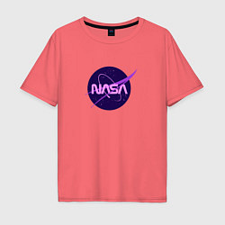 Футболка оверсайз мужская NASA logo, цвет: коралловый