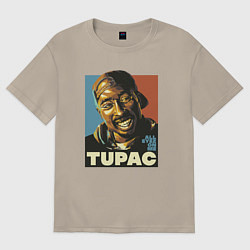 Футболка оверсайз мужская Tupac - all eyez on me, цвет: миндальный