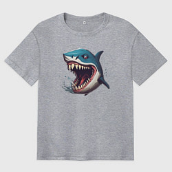 Футболка оверсайз мужская Не грустная акула, цвет: меланж