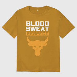 Футболка оверсайз мужская Blood sweet respect logo, цвет: горчичный