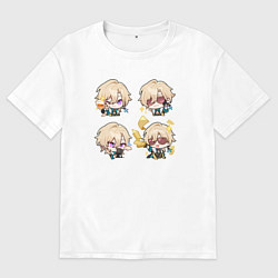 Футболка оверсайз мужская Авантюрин стикеры, цвет: белый