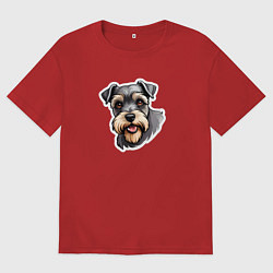 Футболка оверсайз мужская Классный цвергшнауцер, цвет: красный