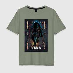 Футболка оверсайз мужская Fenrir black vinyl, цвет: авокадо