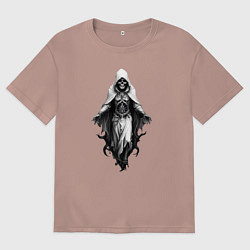 Футболка оверсайз мужская Скелет в белой мантии, цвет: пыльно-розовый