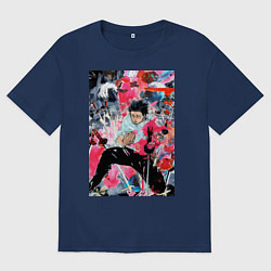 Футболка оверсайз мужская Магическая битва Юта арт, цвет: тёмно-синий