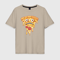 Футболка оверсайз мужская Pizza face, цвет: миндальный