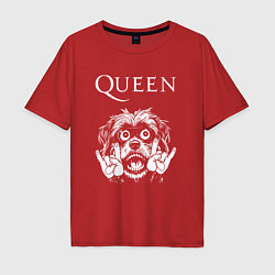 Футболка оверсайз мужская Queen rock dog, цвет: красный