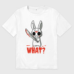 Футболка оверсайз мужская Зайка маньяк в маске, цвет: белый