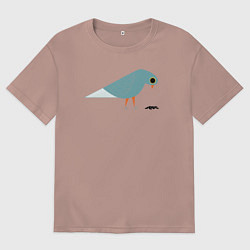 Футболка оверсайз мужская Голубь и семечки, цвет: пыльно-розовый