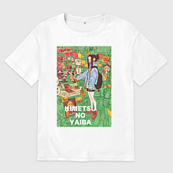 Футболка оверсайз мужская Клинок рассекающий демонов Нэдзуко Камадо, цвет: белый