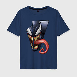 Футболка оверсайз мужская Venom with tongue sticking out, цвет: тёмно-синий