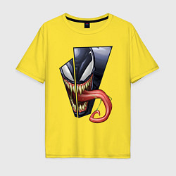 Футболка оверсайз мужская Venom with tongue sticking out, цвет: желтый