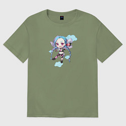 Футболка оверсайз мужская Chibi Jinx, цвет: авокадо