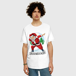 Футболка оверсайз мужская Dab Santa, цвет: белый — фото 2