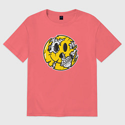 Футболка оверсайз мужская Smile skull, цвет: коралловый
