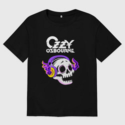 Футболка оверсайз мужская Ozzy Osbourne - неоновый череп, цвет: черный