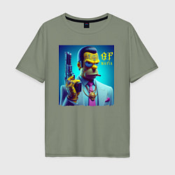 Футболка оверсайз мужская Homer Simpson - godfather of the mafia, цвет: авокадо