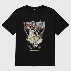 Футболка оверсайз мужская Живи долго рок н роллом, цвет: черный