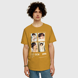 Футболка оверсайз мужская Lee know stray kids cute, цвет: горчичный — фото 2