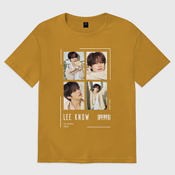 Футболка оверсайз мужская Lee know stray kids cute, цвет: горчичный