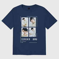 Футболка оверсайз мужская Seungmin stray kids cute, цвет: тёмно-синий