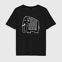 Футболка оверсайз мужская Indian elephant, цвет: черный