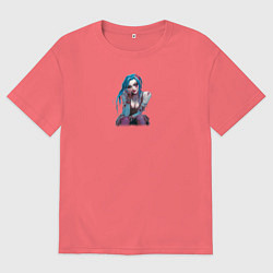 Футболка оверсайз мужская Джинкс из мультфильма Аркейн, цвет: коралловый