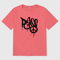 Футболка оверсайз мужская Graffiti peace, цвет: коралловый