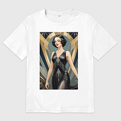 Футболка оверсайз мужская Девушка ар-деко, цвет: белый