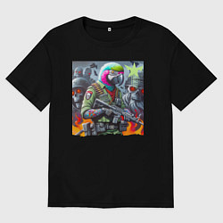 Футболка оверсайз мужская Cool parrot - special forces, цвет: черный