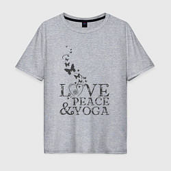 Футболка оверсайз мужская Love peace yoga, цвет: меланж