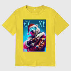 Футболка оверсайз мужская Cyber new year - bear ai art, цвет: желтый