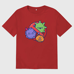 Футболка оверсайз мужская Нет вирусам, цвет: красный