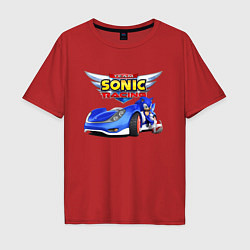 Футболка оверсайз мужская Cool hedgehog - Sonic racing team, цвет: красный